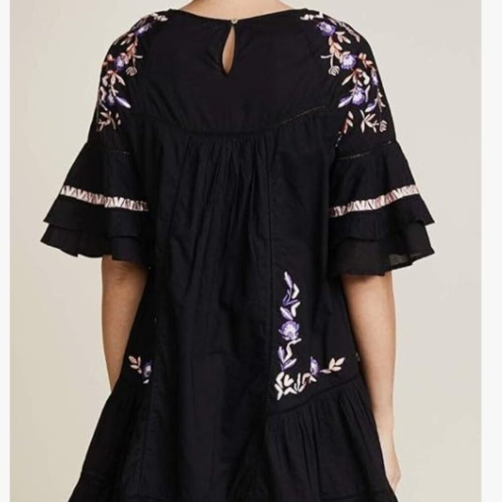 Free People Black Dress w/ Floral Embroidery - Picture 3 of 10